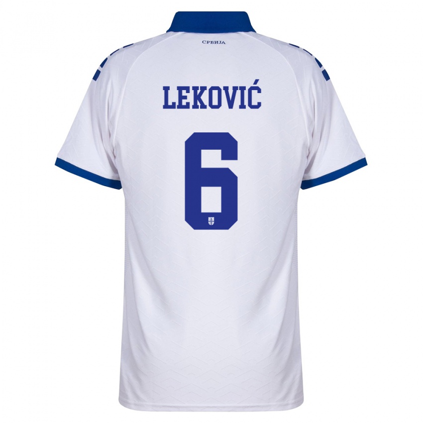 גברים סרביה סטפן לקוביץ' #6 כהה לבן אדום הרחק ג'רזי 26-28 חולצה קצרה