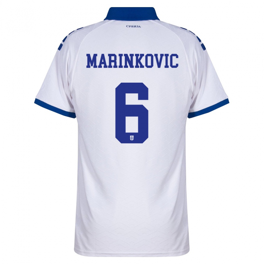 גברים סרביה Vojin Marinkovic #6 כהה לבן אדום הרחק ג'רזי 26-28 חולצה קצרה