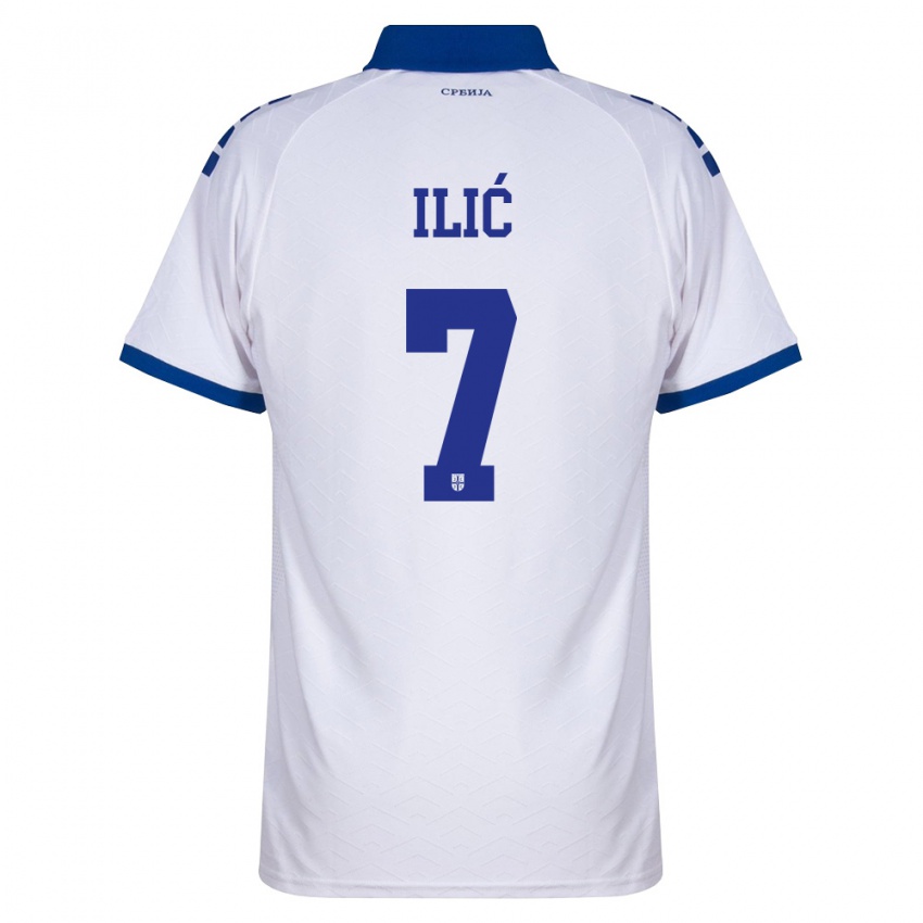 גברים סרביה לוקה איליץ' #7 כהה לבן אדום הרחק ג'רזי 26-28 חולצה קצרה