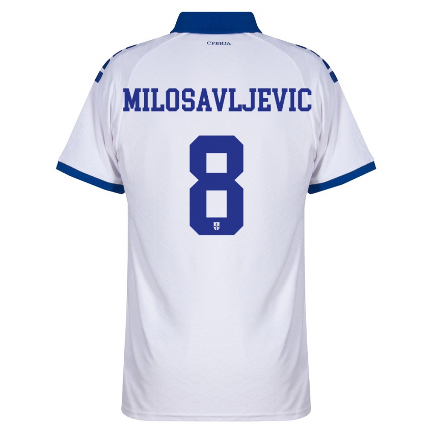 גברים סרביה Jovan Milosavljevic #8 כהה לבן אדום הרחק ג'רזי 26-28 חולצה קצרה
