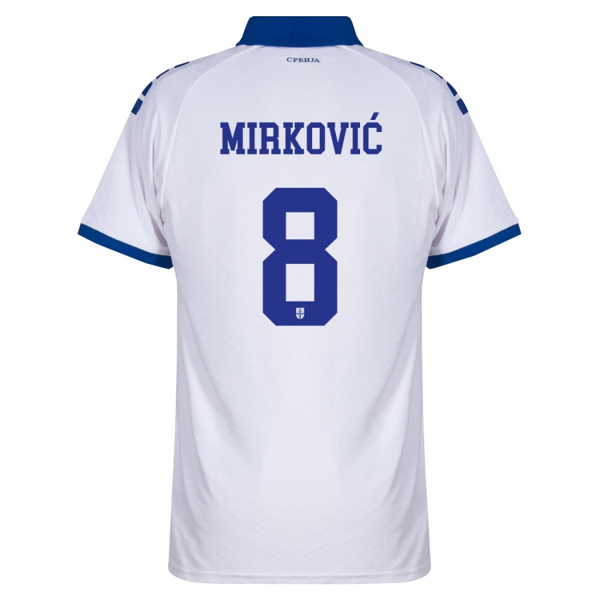גברים סרביה Nemanja Mirković #8 כהה לבן אדום הרחק ג'רזי 26-28 חולצה קצרה