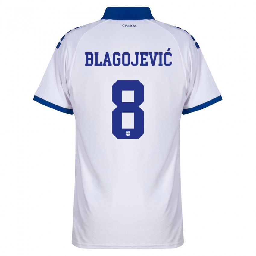 גברים סרביה דינה בלאגויביץ׳ #8 כהה לבן אדום הרחק ג'רזי 26-28 חולצה קצרה