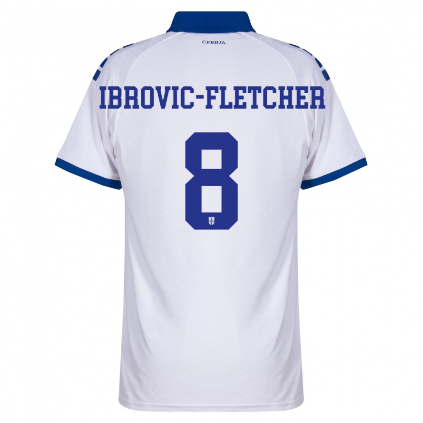 גברים סרביה Edward Ibrovic-Fletcher #8 כהה לבן אדום הרחק ג'רזי 26-28 חולצה קצרה