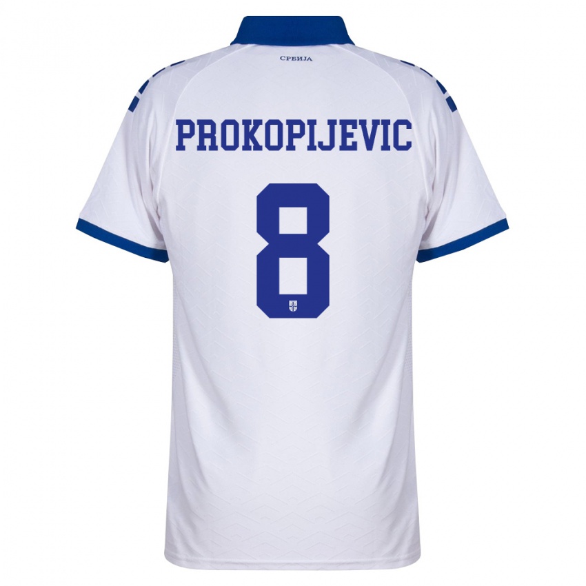 גברים סרביה מאטג׳ה פרוקופייביץ׳ #8 כהה לבן אדום הרחק ג'רזי 26-28 חולצה קצרה