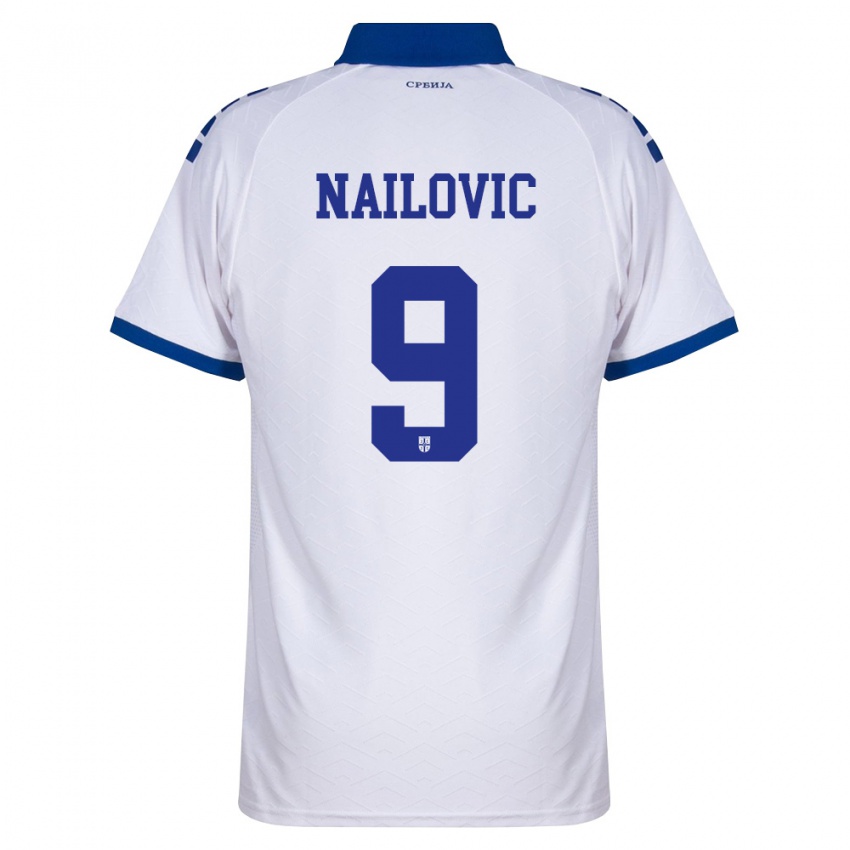 גברים סרביה Kabir Nailovic #9 כהה לבן אדום הרחק ג'רזי 26-28 חולצה קצרה