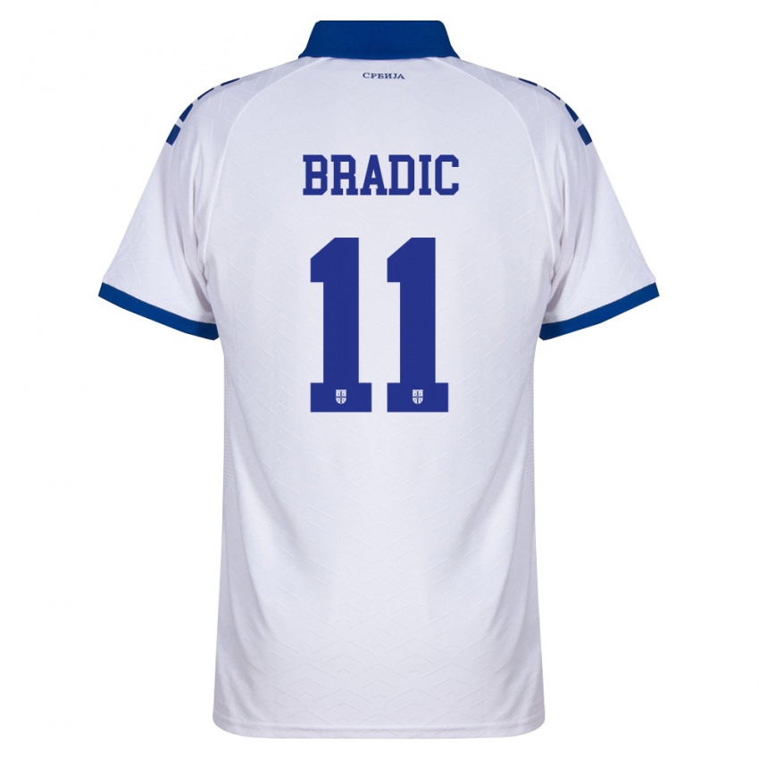 גברים סרביה Vuk Bradic #11 כהה לבן אדום הרחק ג'רזי 26-28 חולצה קצרה