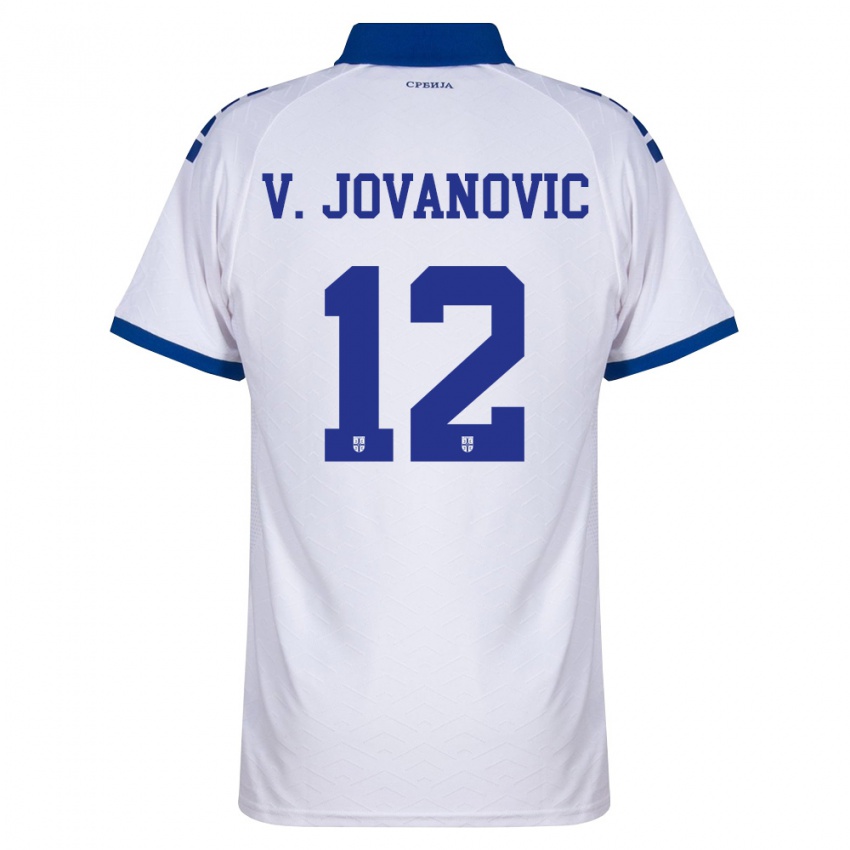 גברים סרביה ווקאשין יובאנוביץ' #12 כהה לבן אדום הרחק ג'רזי 26-28 חולצה קצרה