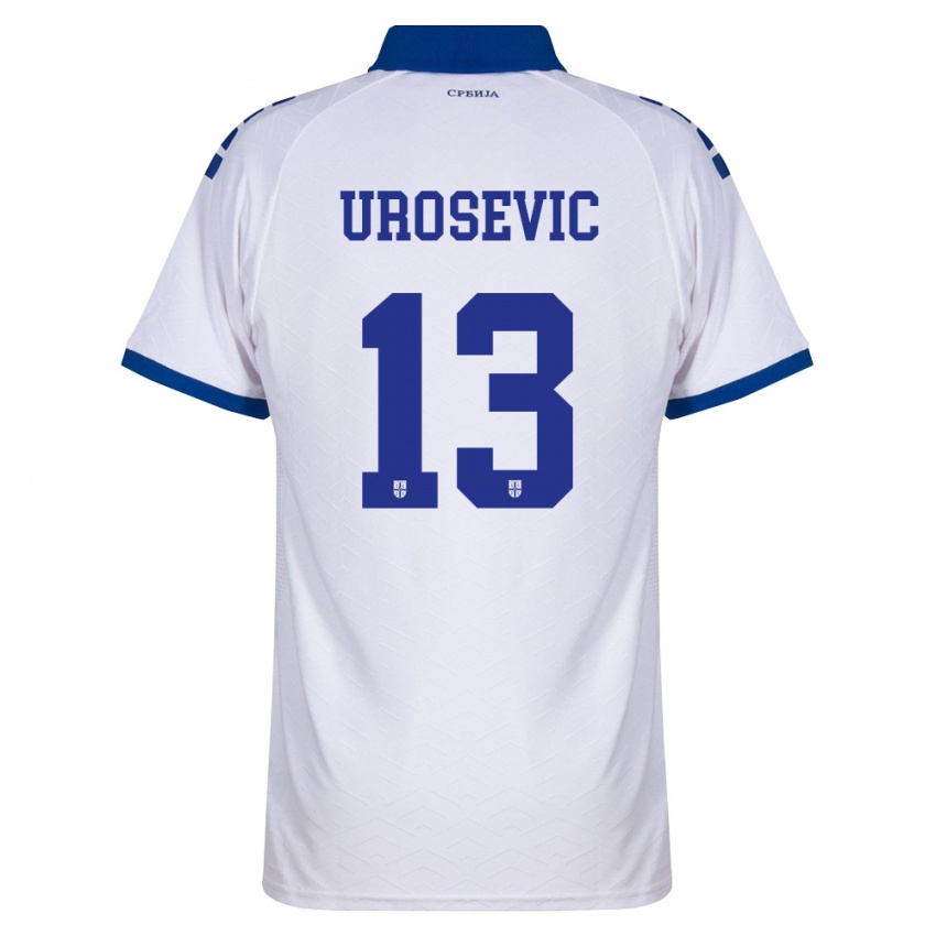 גברים סרביה David Urosevic #13 כהה לבן אדום הרחק ג'רזי 26-28 חולצה קצרה