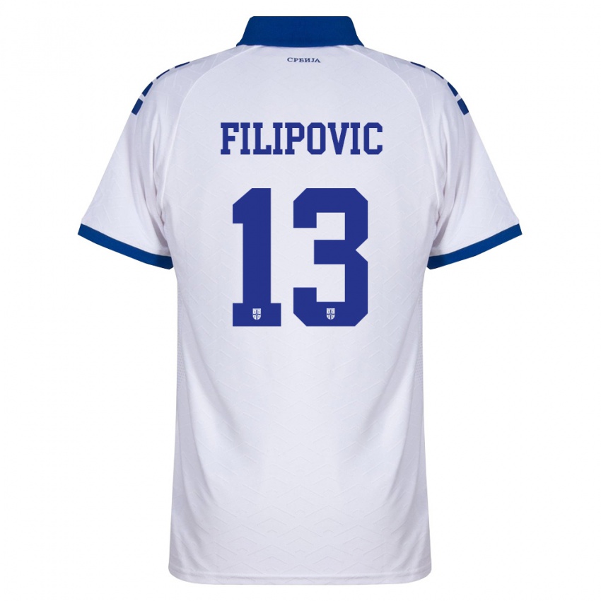 גברים סרביה Uros Filipovic #13 כהה לבן אדום הרחק ג'רזי 26-28 חולצה קצרה