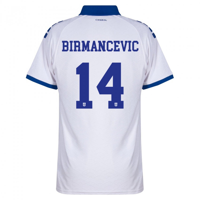 גברים סרביה וליקו בירמנצ'ביץ' #14 כהה לבן אדום הרחק ג'רזי 26-28 חולצה קצרה