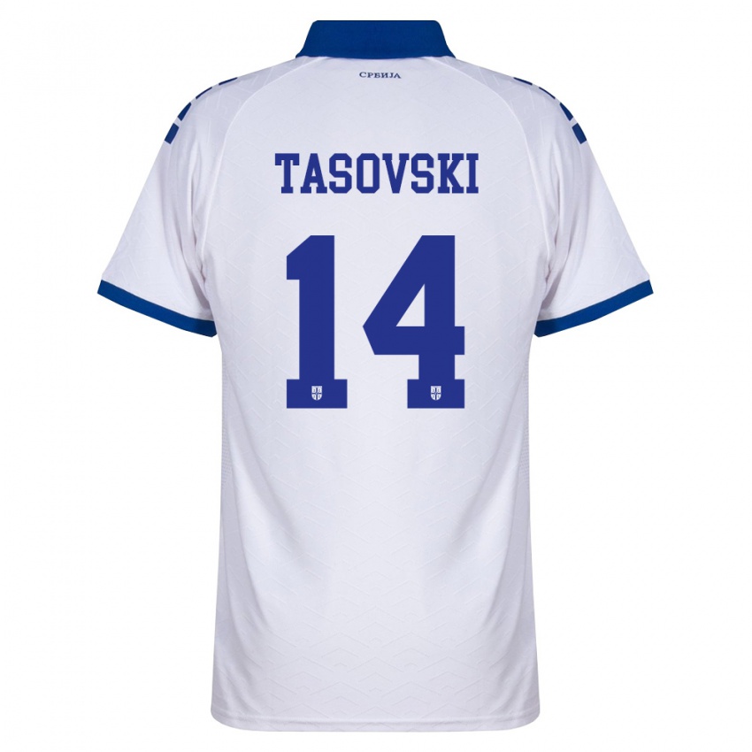 גברים סרביה Vasil Tasovski #14 כהה לבן אדום הרחק ג'רזי 26-28 חולצה קצרה