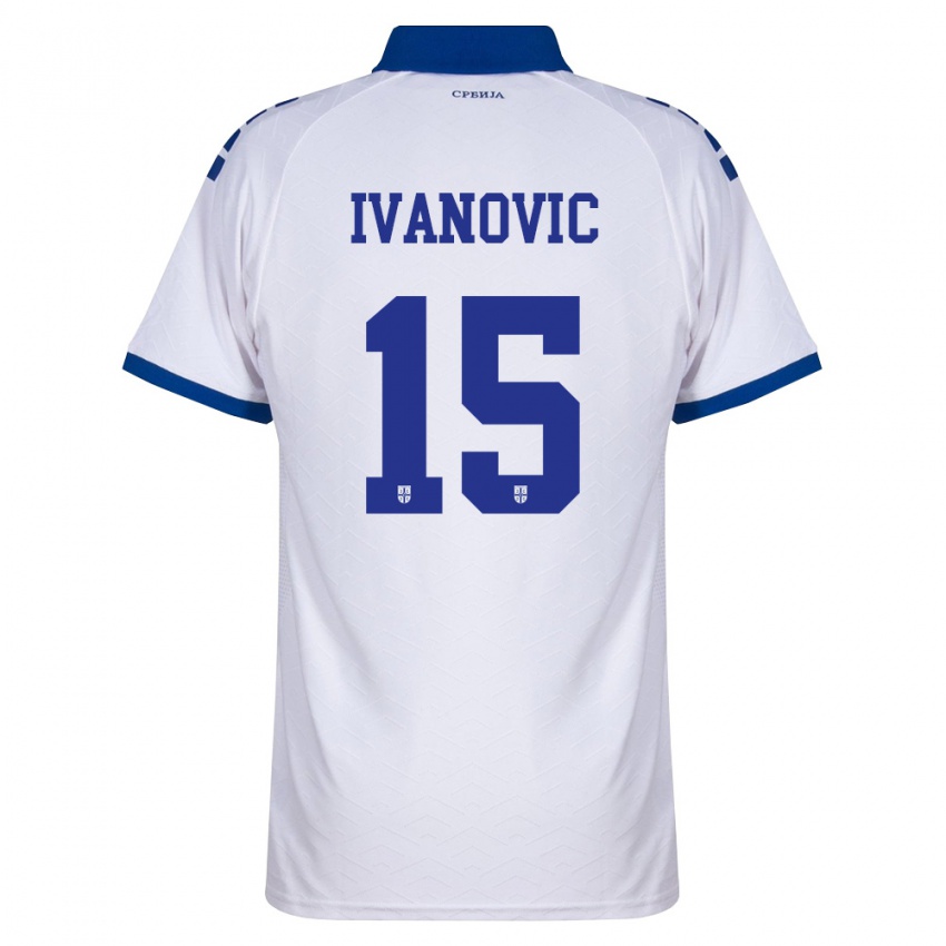 גברים סרביה Ognjen Ivanovic #15 כהה לבן אדום הרחק ג'רזי 26-28 חולצה קצרה