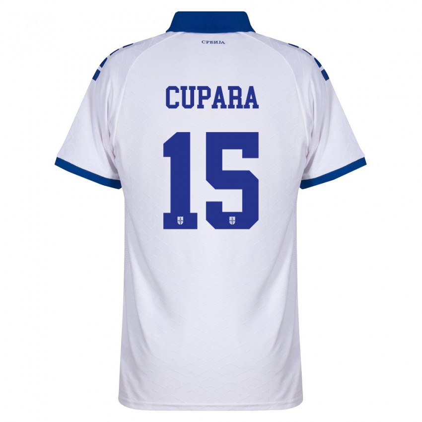 גברים סרביה Dusan Cupara #15 כהה לבן אדום הרחק ג'רזי 26-28 חולצה קצרה