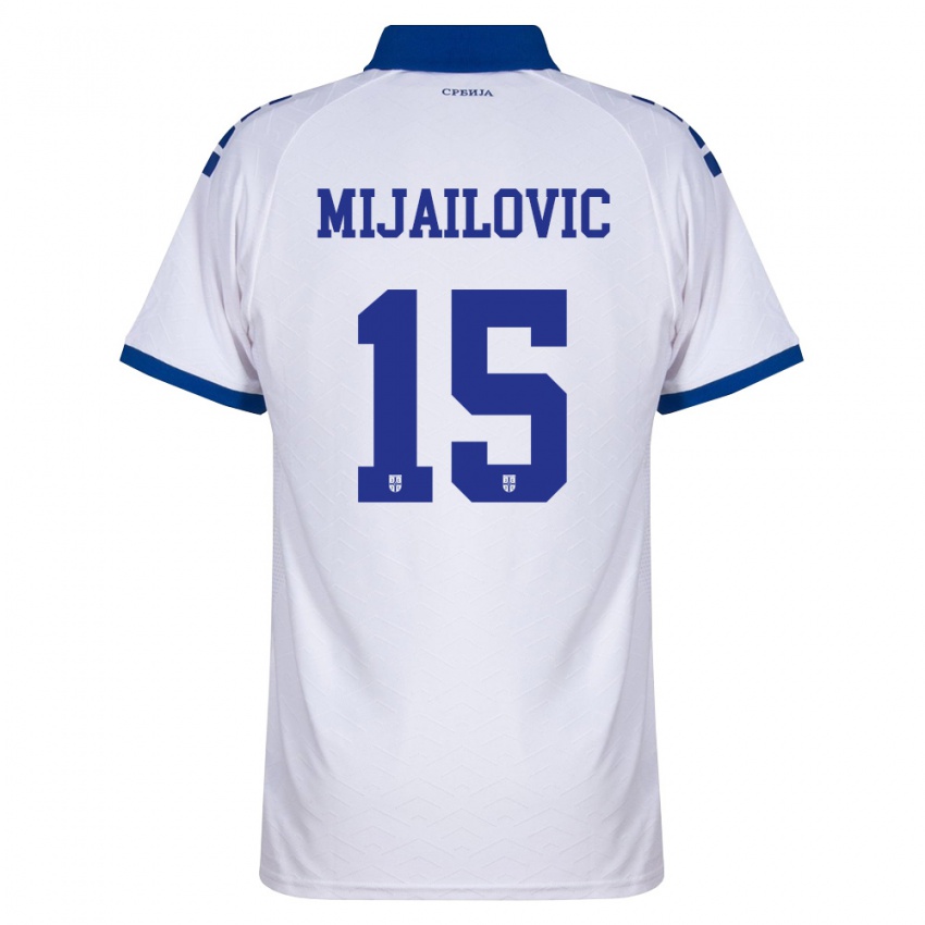 גברים סרביה Relja Mijailovic #15 כהה לבן אדום הרחק ג'רזי 26-28 חולצה קצרה