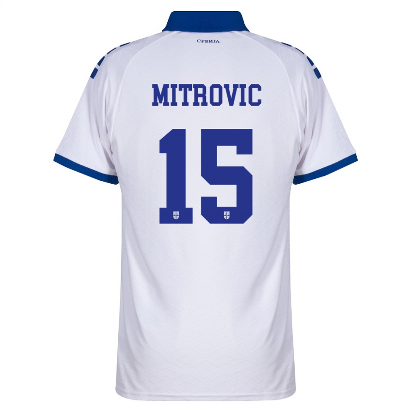 גברים סרביה סטפן מיטרוביץ' #15 כהה לבן אדום הרחק ג'רזי 26-28 חולצה קצרה