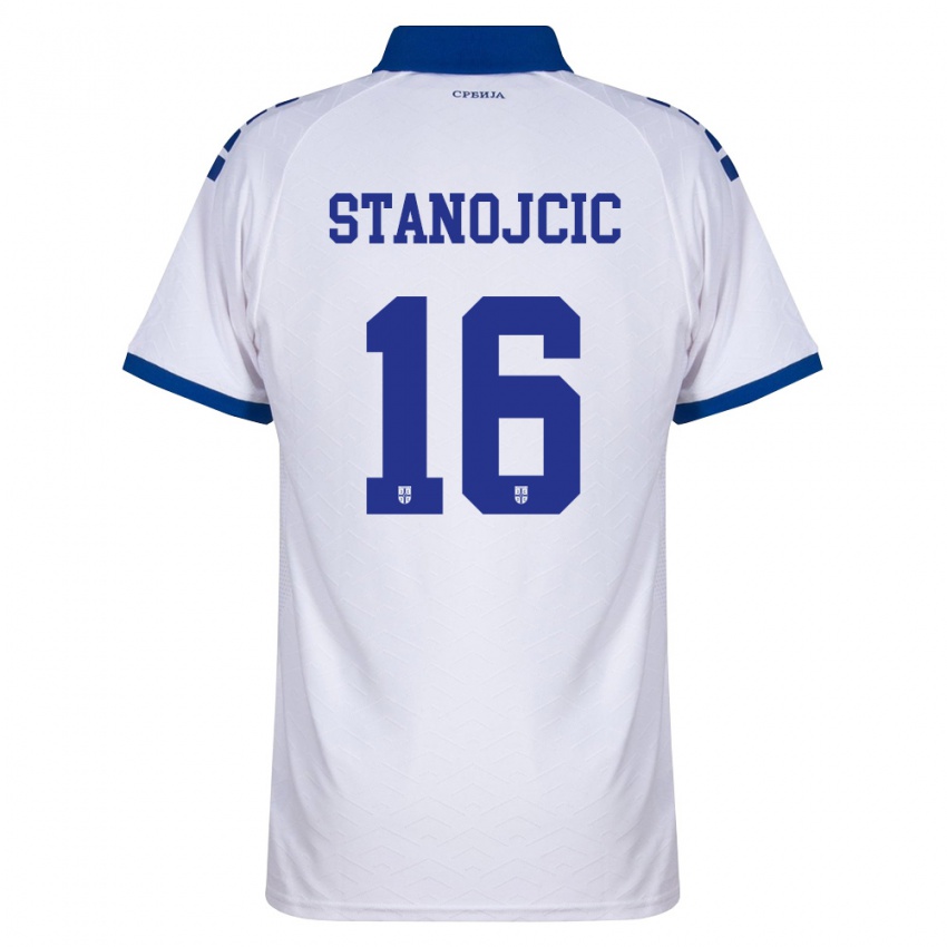 גברים סרביה Jovan Stanojcic #16 כהה לבן אדום הרחק ג'רזי 26-28 חולצה קצרה