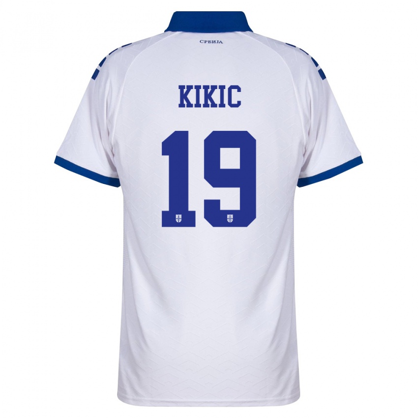 גברים סרביה Uros Kikic #19 כהה לבן אדום הרחק ג'רזי 26-28 חולצה קצרה