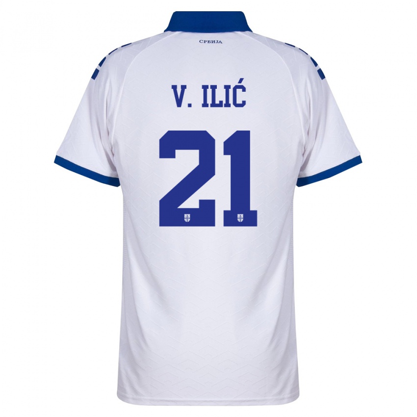 גברים סרביה ולקו איליץ' #21 כהה לבן אדום הרחק ג'רזי 26-28 חולצה קצרה