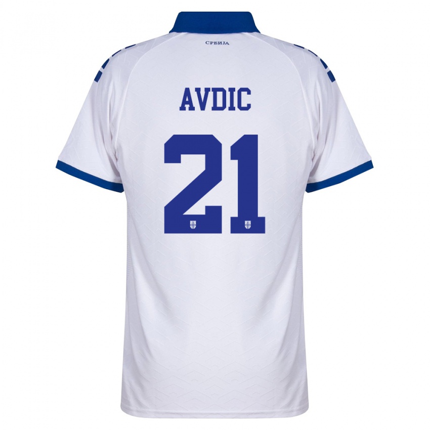 גברים סרביה אדם אבדיץ' #21 כהה לבן אדום הרחק ג'רזי 26-28 חולצה קצרה