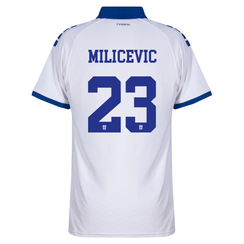 גברים סרביה Andrija Milicevic #23 כהה לבן אדום הרחק ג'רזי 26-28 חולצה קצרה