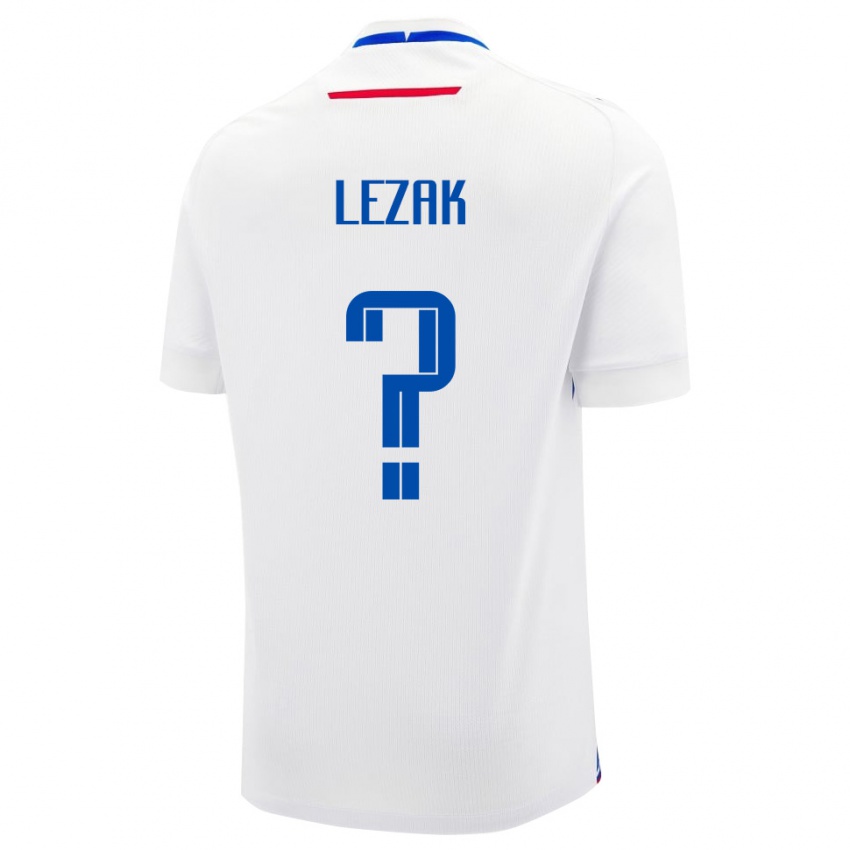 גברים סלובקיה Jakub Lezak #0 לבן כחול הרחק ג'רזי 26-28 חולצה קצרה