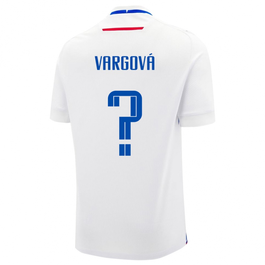 גברים סלובקיה Barbora Vargová #0 לבן כחול הרחק ג'רזי 26-28 חולצה קצרה