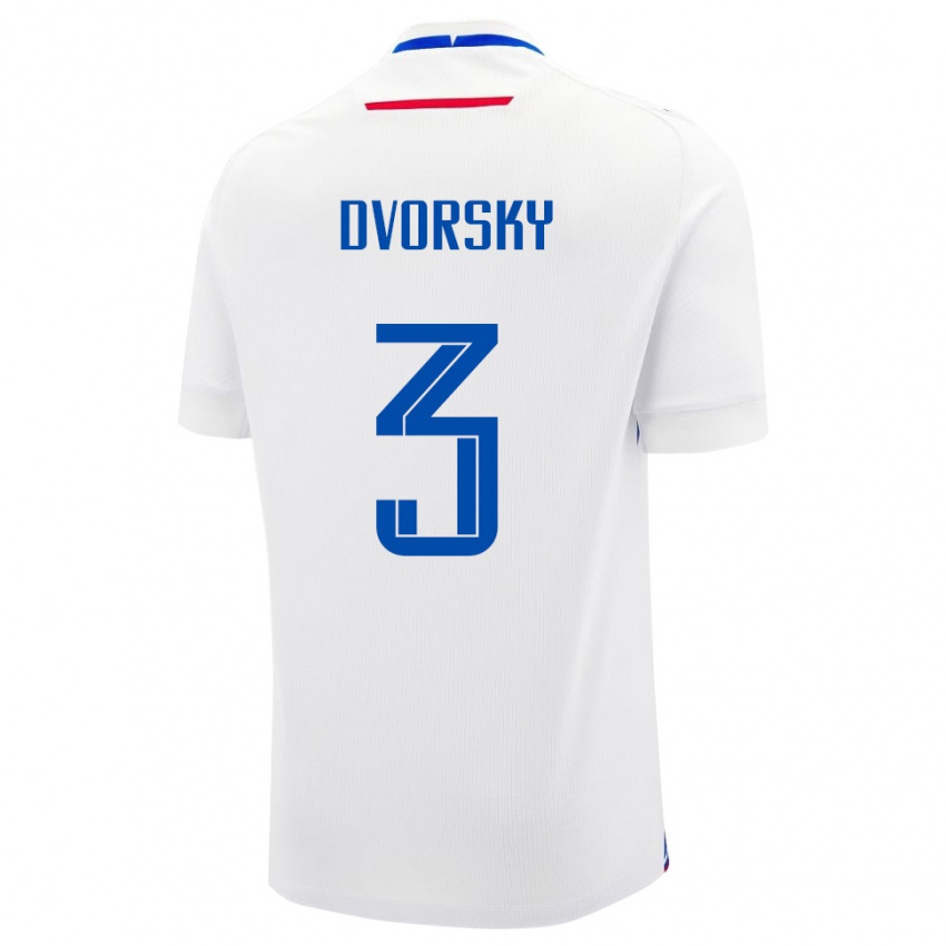 גברים סלובקיה Lukas Dvorsky #3 לבן כחול הרחק ג'רזי 26-28 חולצה קצרה