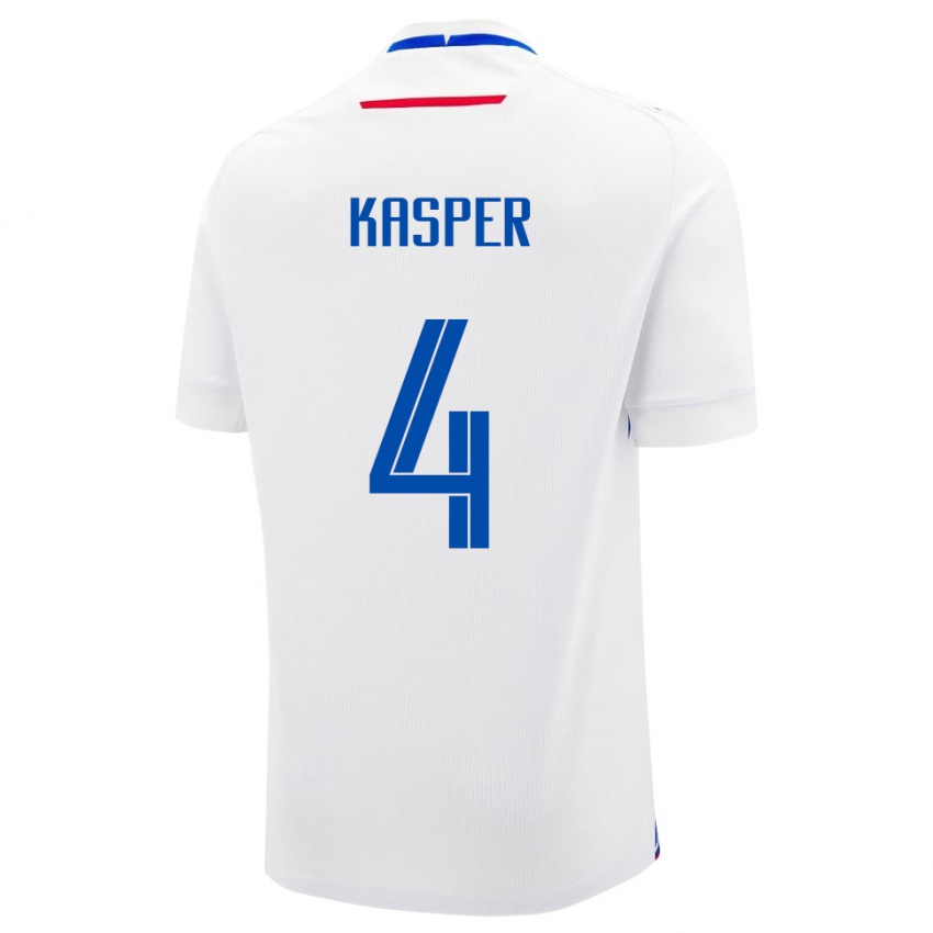 גברים סלובקיה Adam Kasper #4 לבן כחול הרחק ג'רזי 26-28 חולצה קצרה