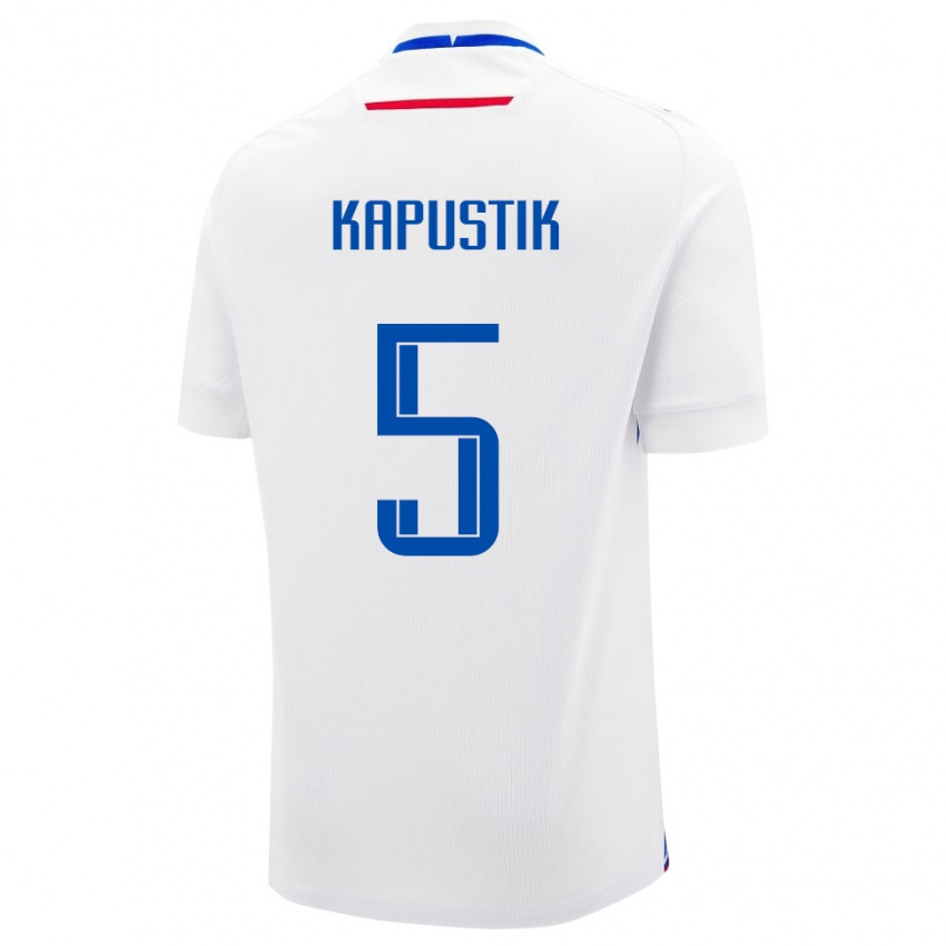 גברים סלובקיה Killian Kapustik #5 לבן כחול הרחק ג'רזי 26-28 חולצה קצרה