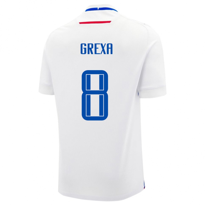 גברים סלובקיה Richard Grexa #8 לבן כחול הרחק ג'רזי 26-28 חולצה קצרה