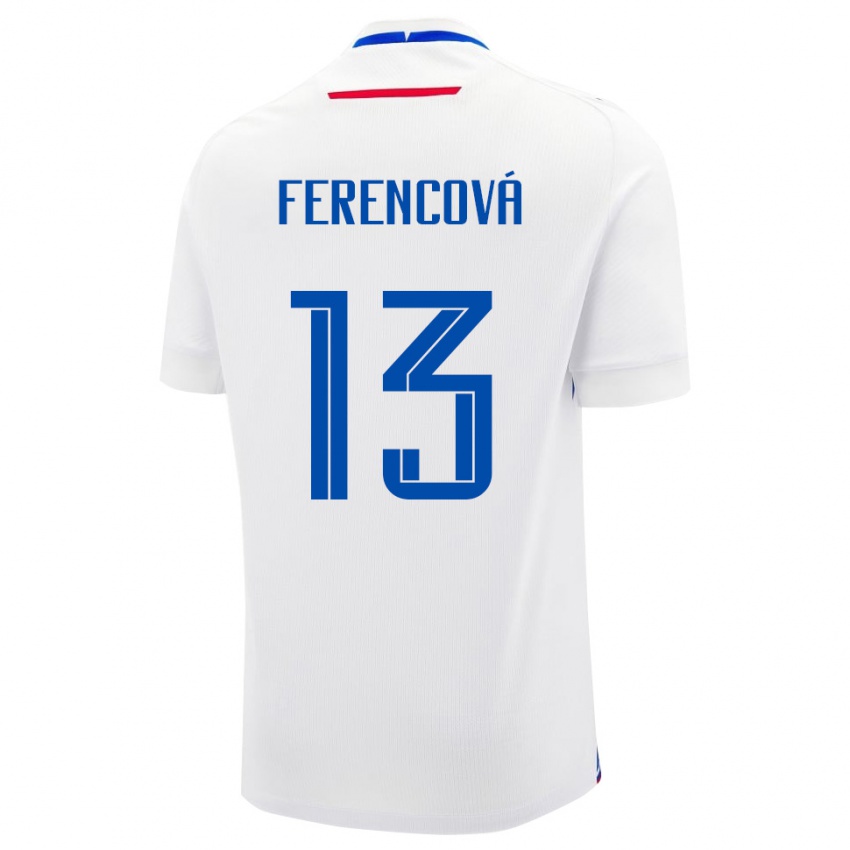 גברים סלובקיה Michaela Ferencová #13 לבן כחול הרחק ג'רזי 26-28 חולצה קצרה