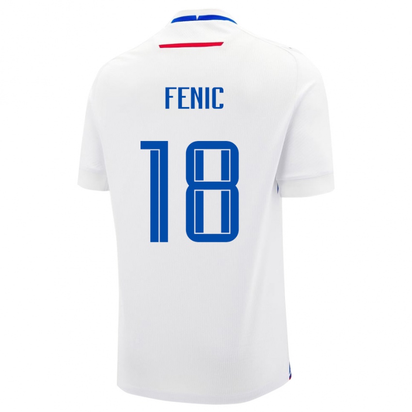 גברים סלובקיה Oliver Fenic #18 לבן כחול הרחק ג'רזי 26-28 חולצה קצרה
