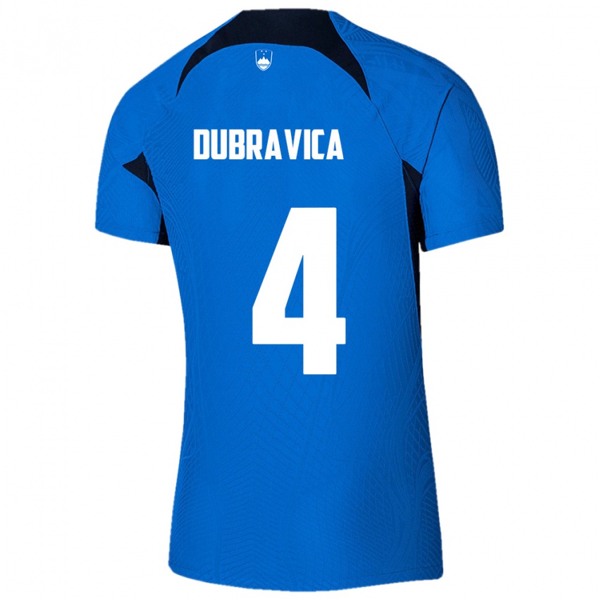 גברים סלובניה Leon Dubravica #4 כחול לבן הרחק ג'רזי 26-28 חולצה קצרה