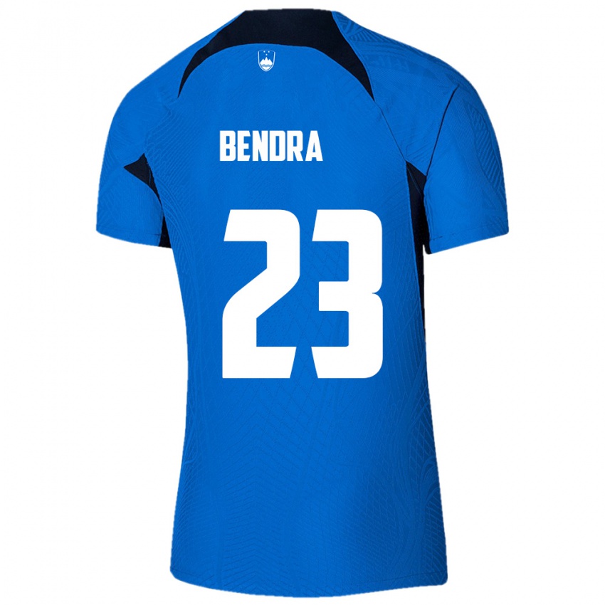גברים סלובניה Kristjan Bendra #23 כחול לבן הרחק ג'רזי 26-28 חולצה קצרה