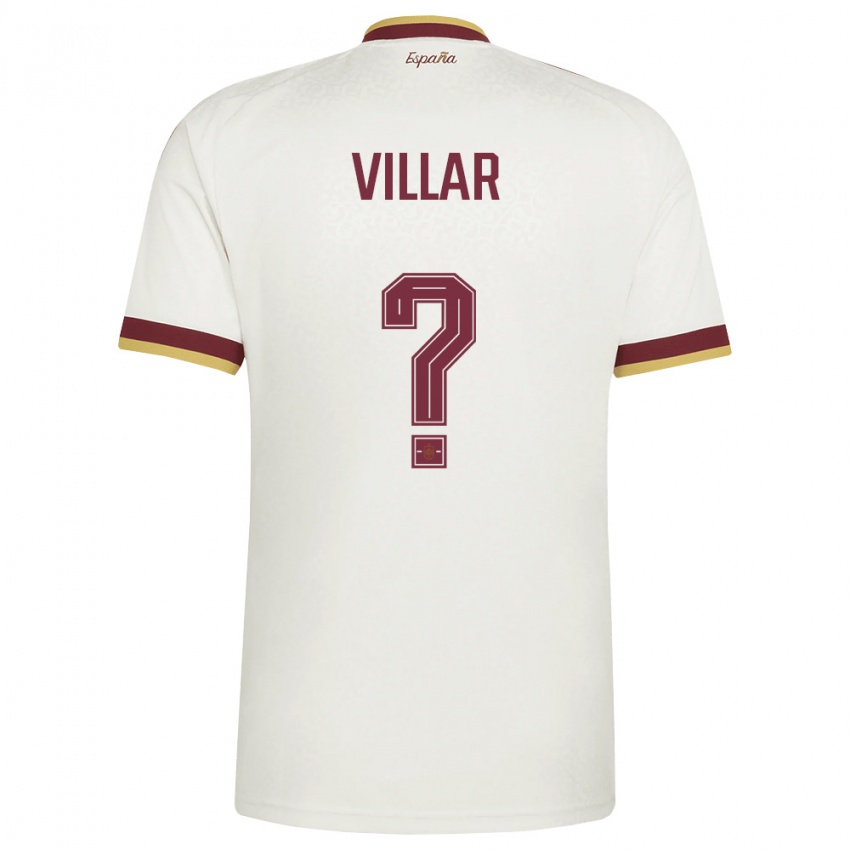 גברים ספרד Pedro Villar #0 שמנת בורדו הרחק ג'רזי 26-28 חולצה קצרה