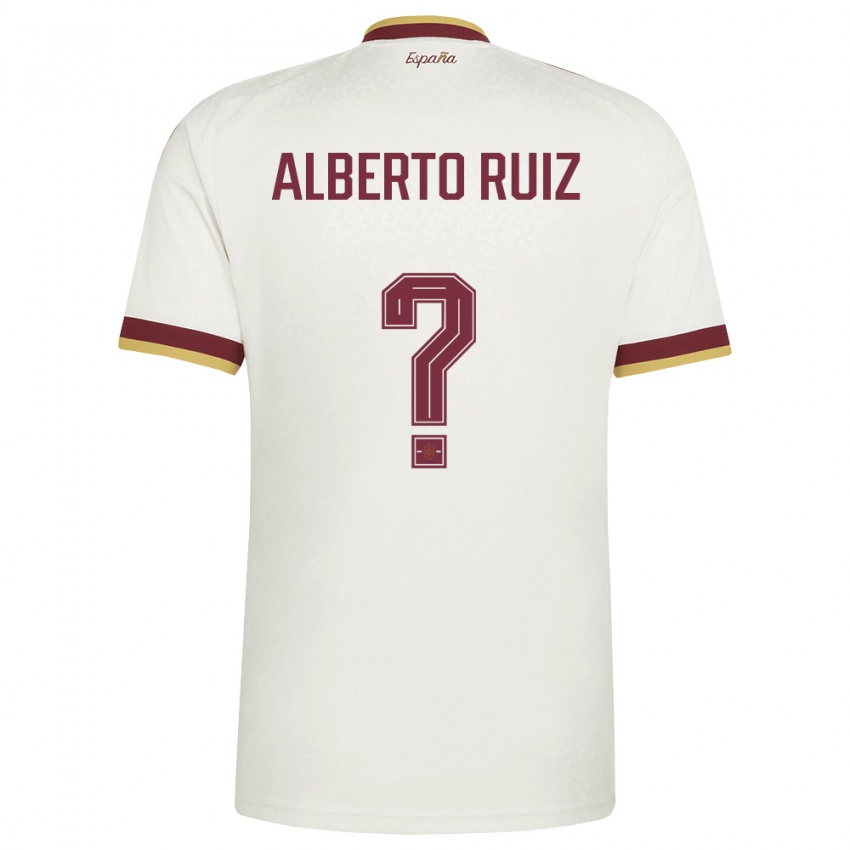 גברים ספרד Alberto Ruiz #0 שמנת בורדו הרחק ג'רזי 26-28 חולצה קצרה