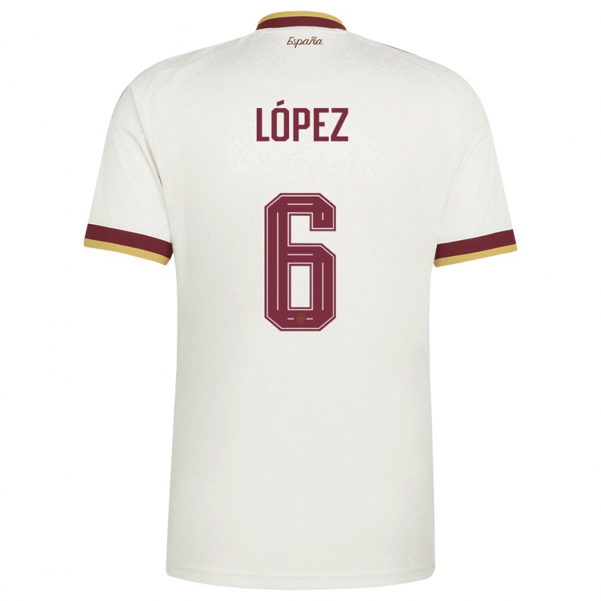 גברים ספרד מייטן לופז #6 שמנת בורדו הרחק ג'רזי 26-28 חולצה קצרה