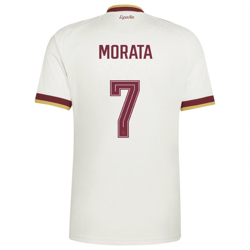 גברים ספרד אלברו מוראטה #7 שמנת בורדו הרחק ג'רזי 26-28 חולצה קצרה