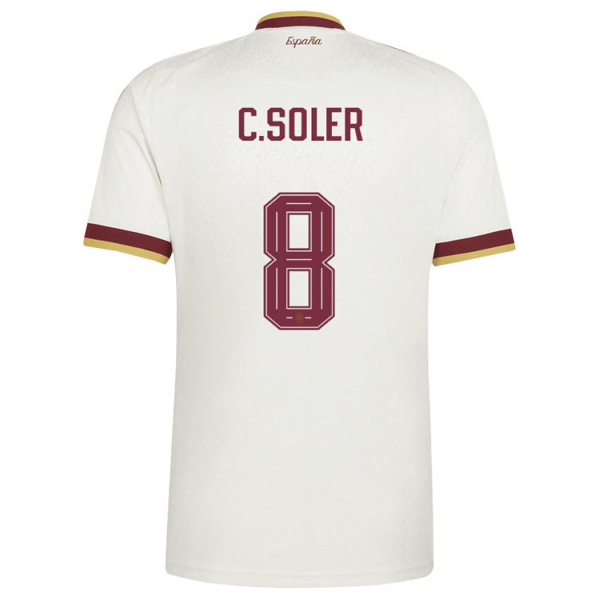 גברים ספרד קרלוס סולר #8 שמנת בורדו הרחק ג'רזי 26-28 חולצה קצרה