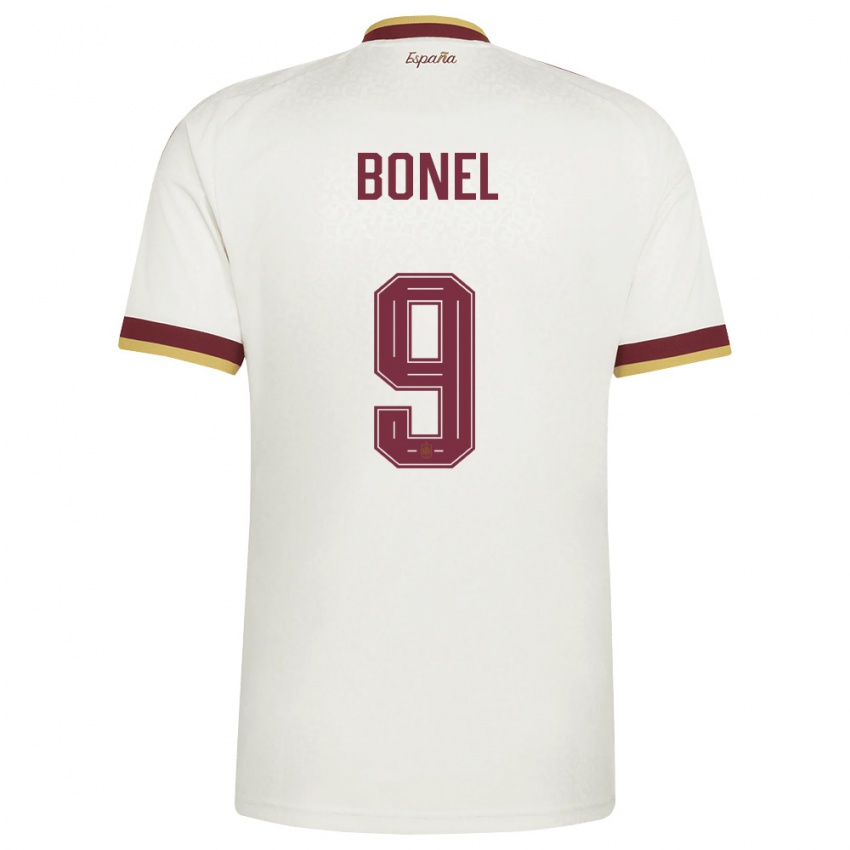 גברים ספרד Asier Bonel #9 שמנת בורדו הרחק ג'רזי 26-28 חולצה קצרה