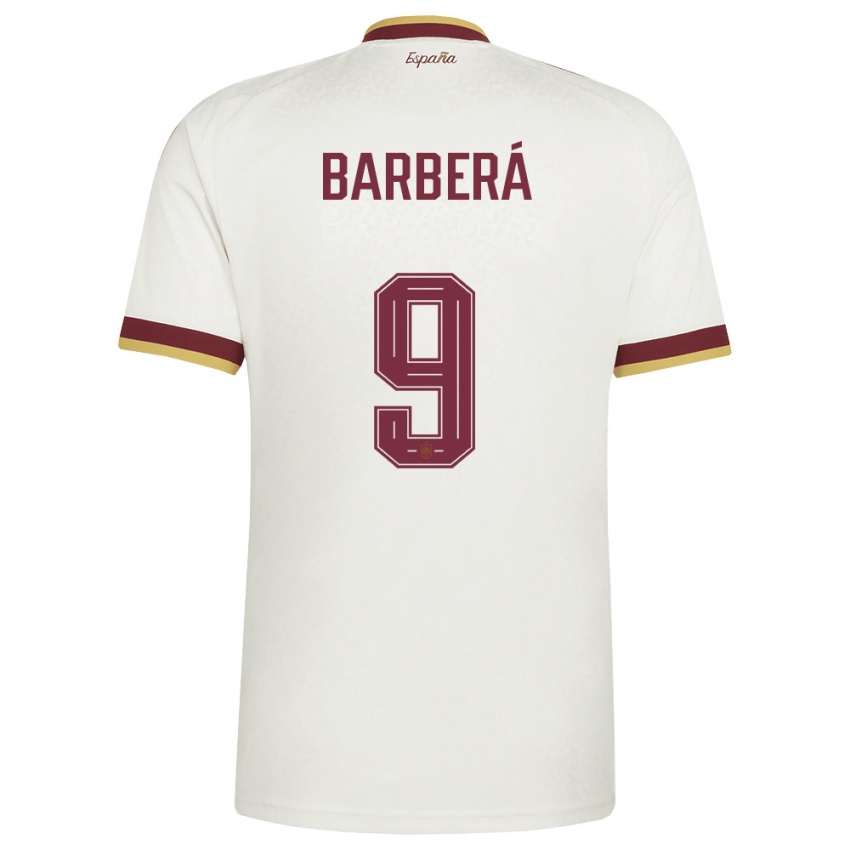 גברים ספרד ויקטור ברברה #9 שמנת בורדו הרחק ג'רזי 26-28 חולצה קצרה