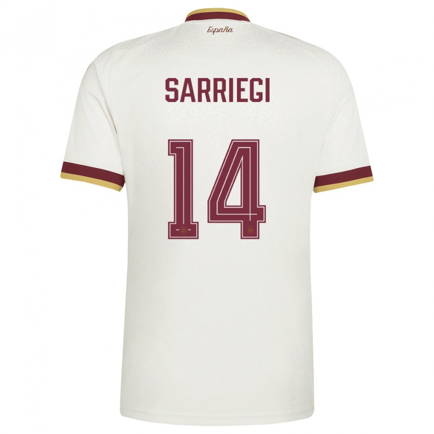 גברים ספרד אמאיור סריגי #14 שמנת בורדו הרחק ג'רזי 26-28 חולצה קצרה