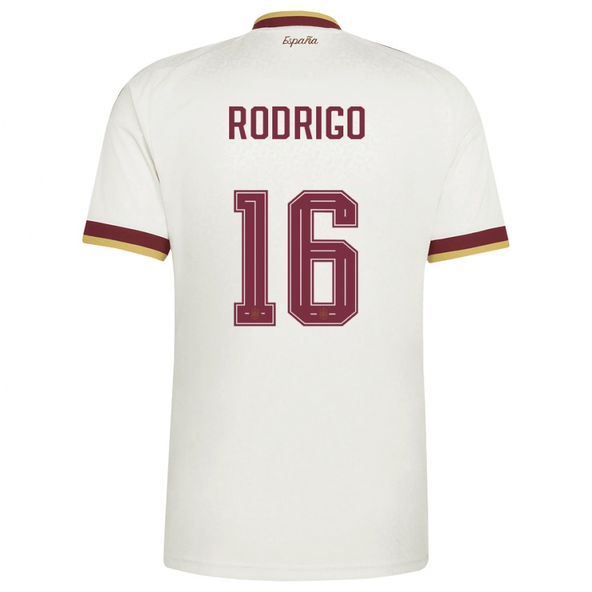 גברים ספרד רודריגו הרננדס #16 שמנת בורדו הרחק ג'רזי 26-28 חולצה קצרה