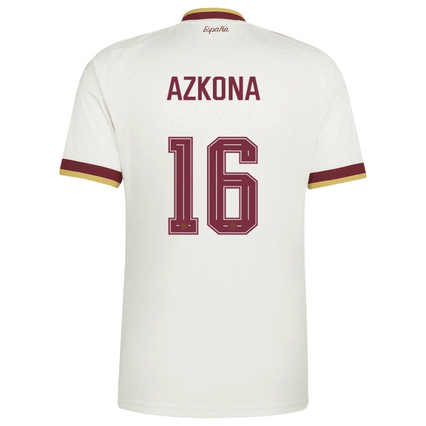 גברים ספרד אן אזקונה #16 שמנת בורדו הרחק ג'רזי 26-28 חולצה קצרה