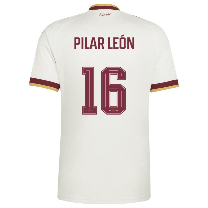 גברים ספרד מריה לאון #16 שמנת בורדו הרחק ג'רזי 26-28 חולצה קצרה