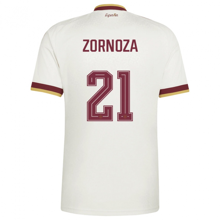 גברים ספרד קלאודיה זורנוזה #21 שמנת בורדו הרחק ג'רזי 26-28 חולצה קצרה