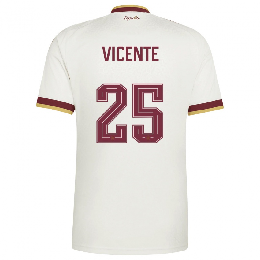 גברים ספרד איינואה ויסנטה #25 שמנת בורדו הרחק ג'רזי 26-28 חולצה קצרה