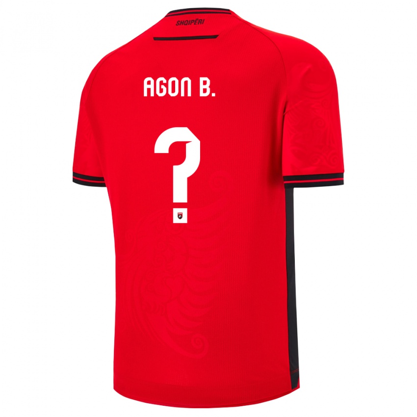 נשים אלבניה Agon Bajrami #0 שחור אדום ג'רזי ביתית 26-28 חולצה קצרה