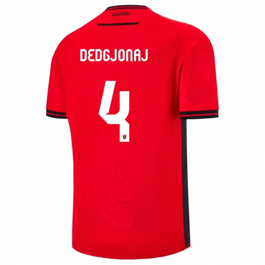 נשים אלבניה Leonora Dedgjonaj #4 שחור אדום ג'רזי ביתית 26-28 חולצה קצרה