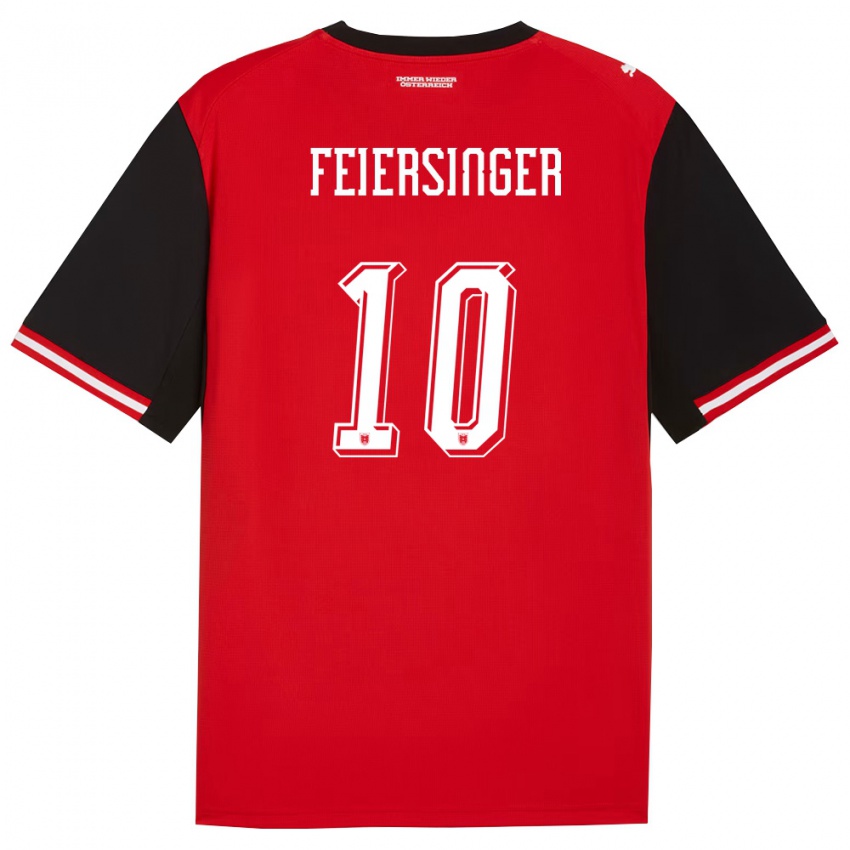 נשים אוסטריה Laura Feiersinger #10 שחור לבן ג'רזי ביתית 26-28 חולצה קצרה